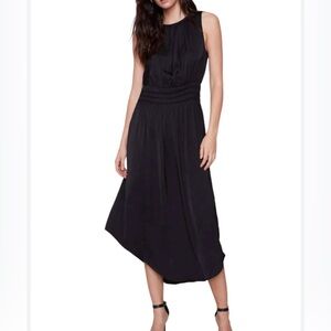 🇨🇦Sz L⭐️NWT Charlie B Black Elegant Timeless Silky Classic Smocked Waist Dress